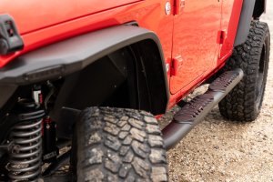 Jeep Wrangler Unlimited 4WD Oval Nerf Steps - Rough Country - Black - '18-'25